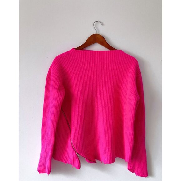 Generation Love Sadie Zipper Cashmere Wool Sweater Pink Size Large - Picture 4 of 8